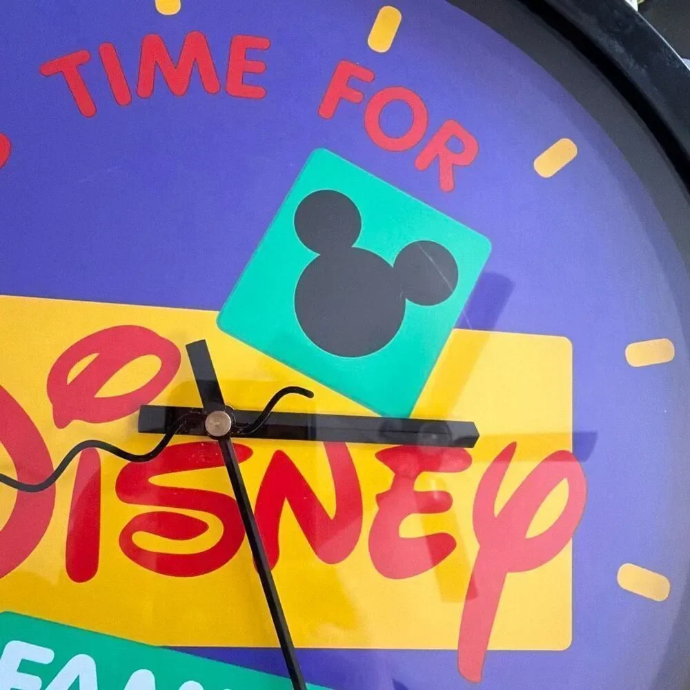 Vtg Disney Family Fun Wall Clock 90s Logo TV Promo Memorabilia Works 14.5”(6399)